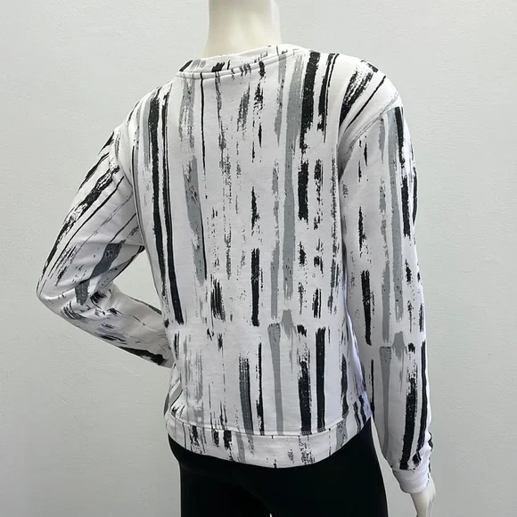 NWOT • Monki Crew Neck Terry Pullover in Paint Stroke Print. - Picture 3 of 14